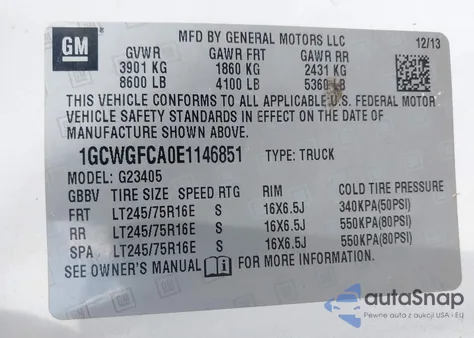 2014 Chevrolet Express 2500 Work Van из США, поврежденный, VIN 1GCWGFCA0E1146851